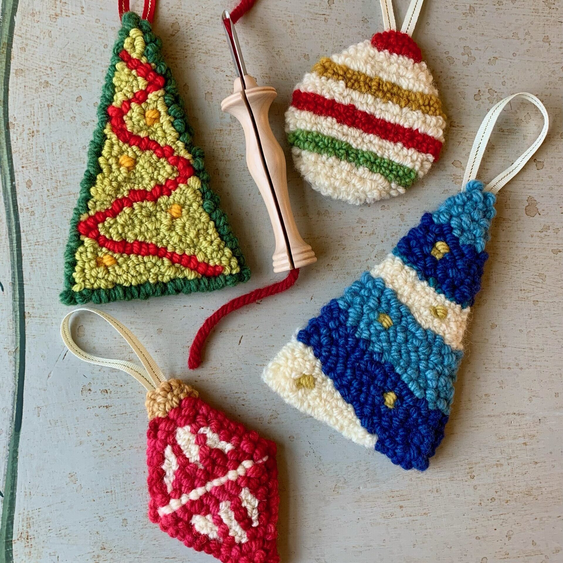 Punch Needle Christmas Ornaments with Sweet Autumn Studio