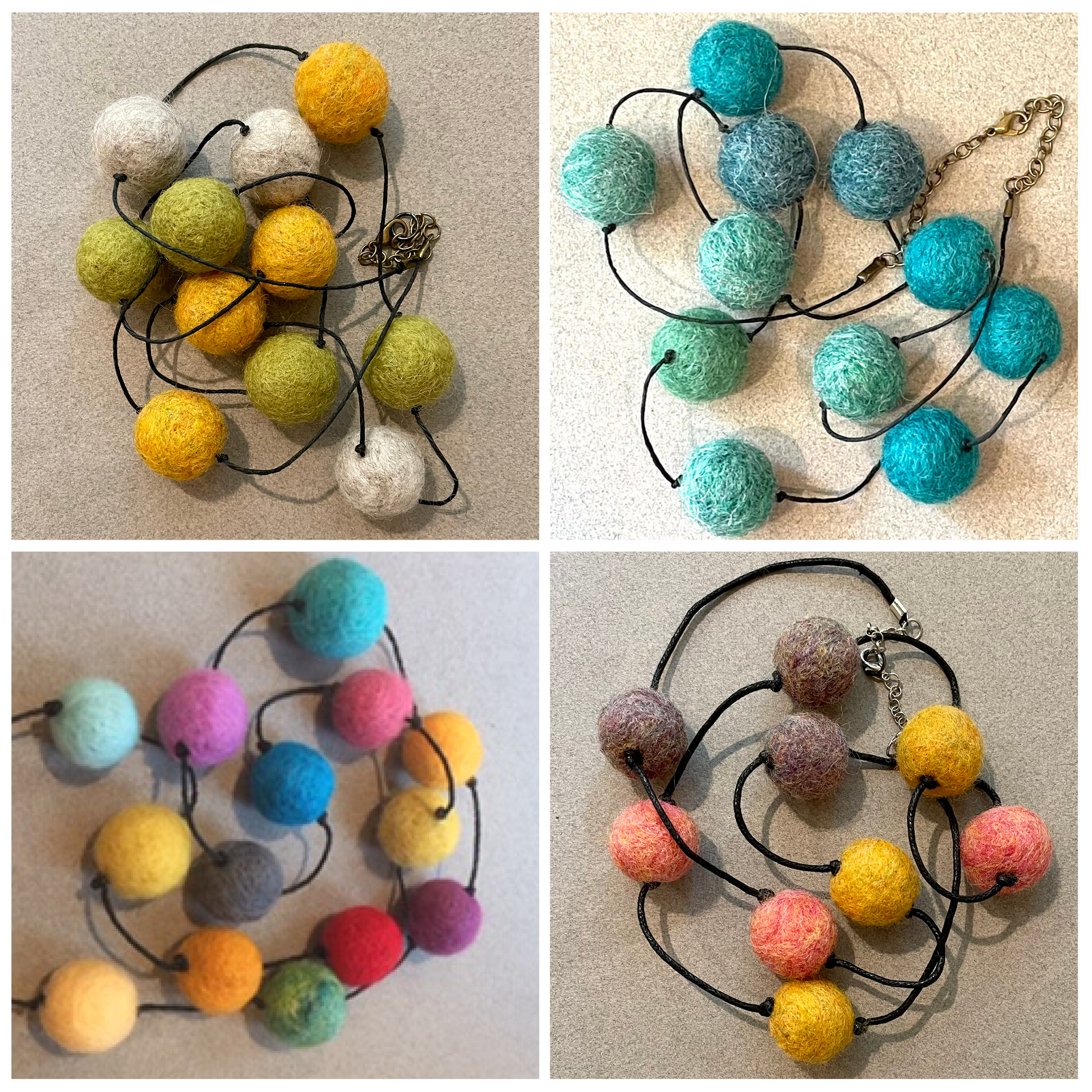 NEW! Ball Necklace Needle Felting Workshop with Loranimals: $100 (includes $15 material fee)