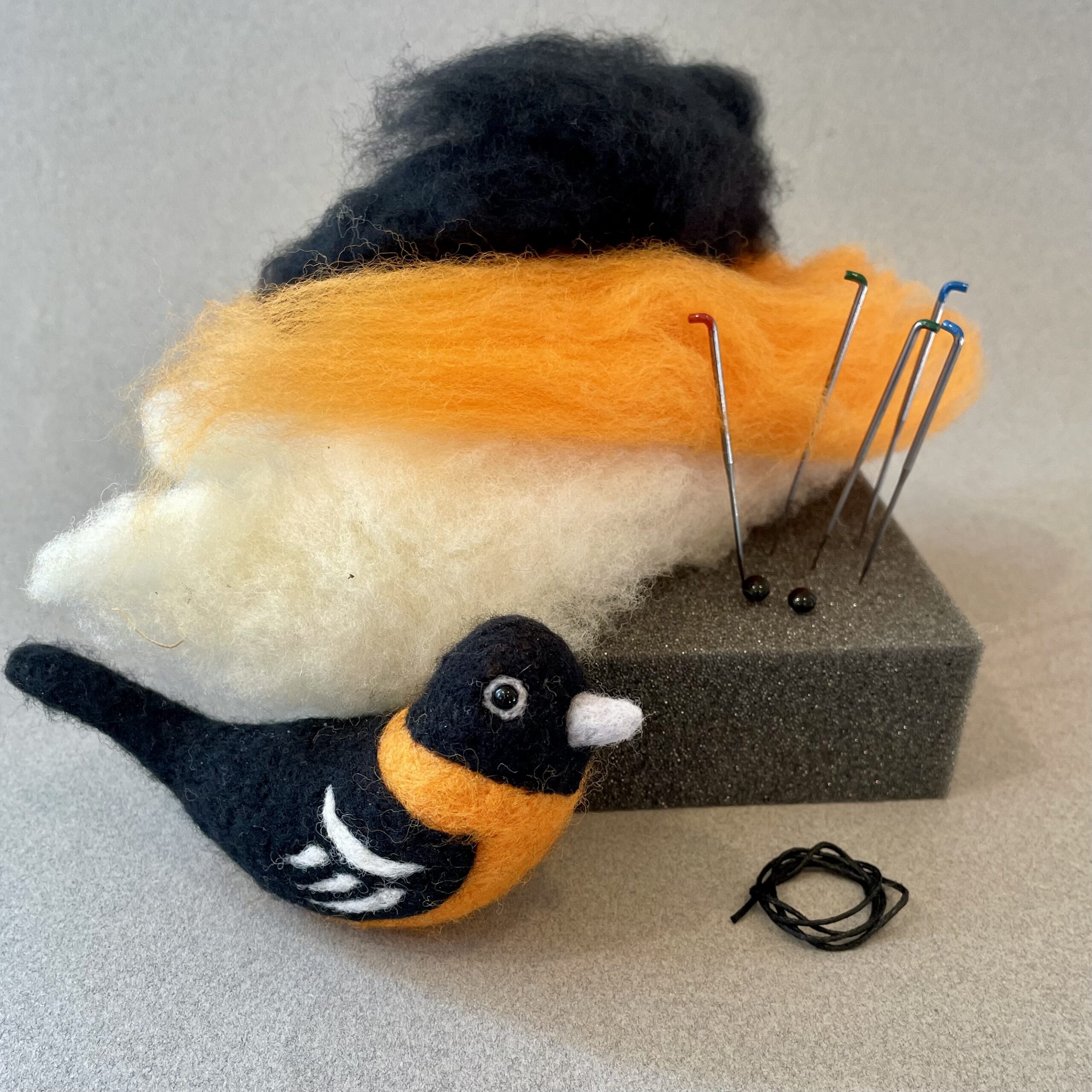 Needle Felting Oriole Bird Ornaments Workshop with Loranimals: $100 (includes $15 material fee)