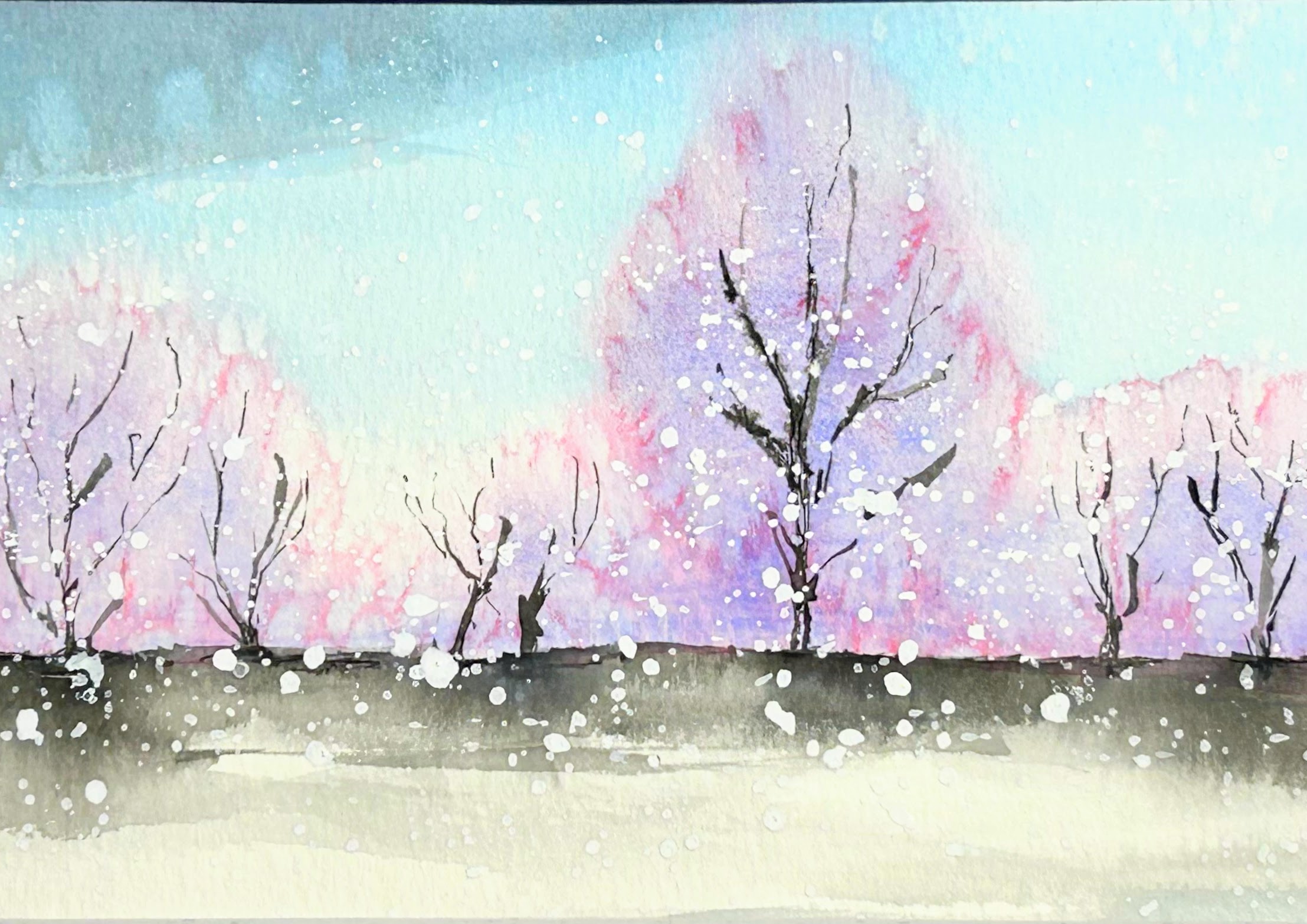 Watercolor Salted Trees - Winter Landscape with Kas Rohm: $75 ($65 for instruction, $10 for materials)