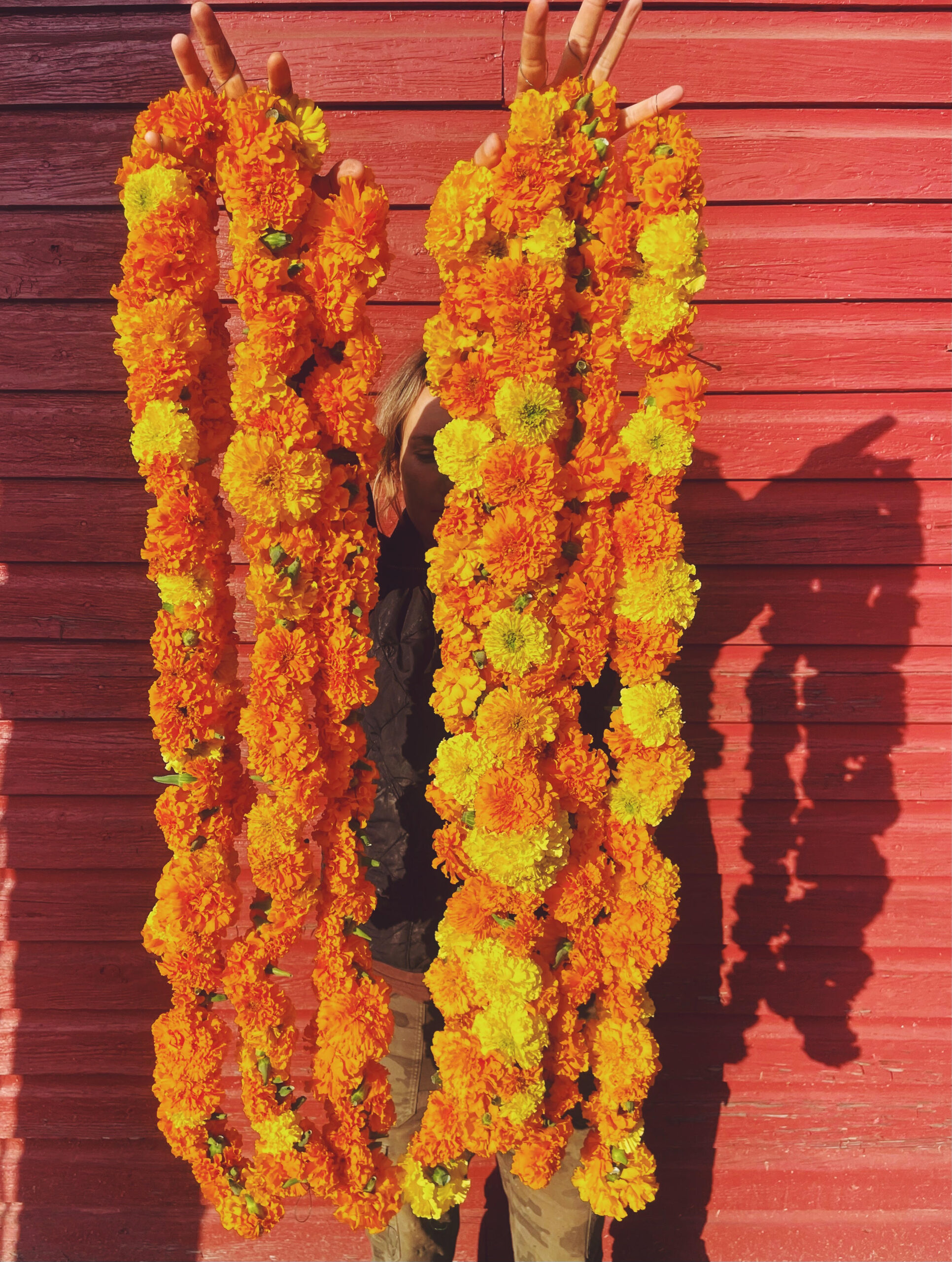 Marigold Garland with Spore and Seed: $80 (includes $40 material fee)