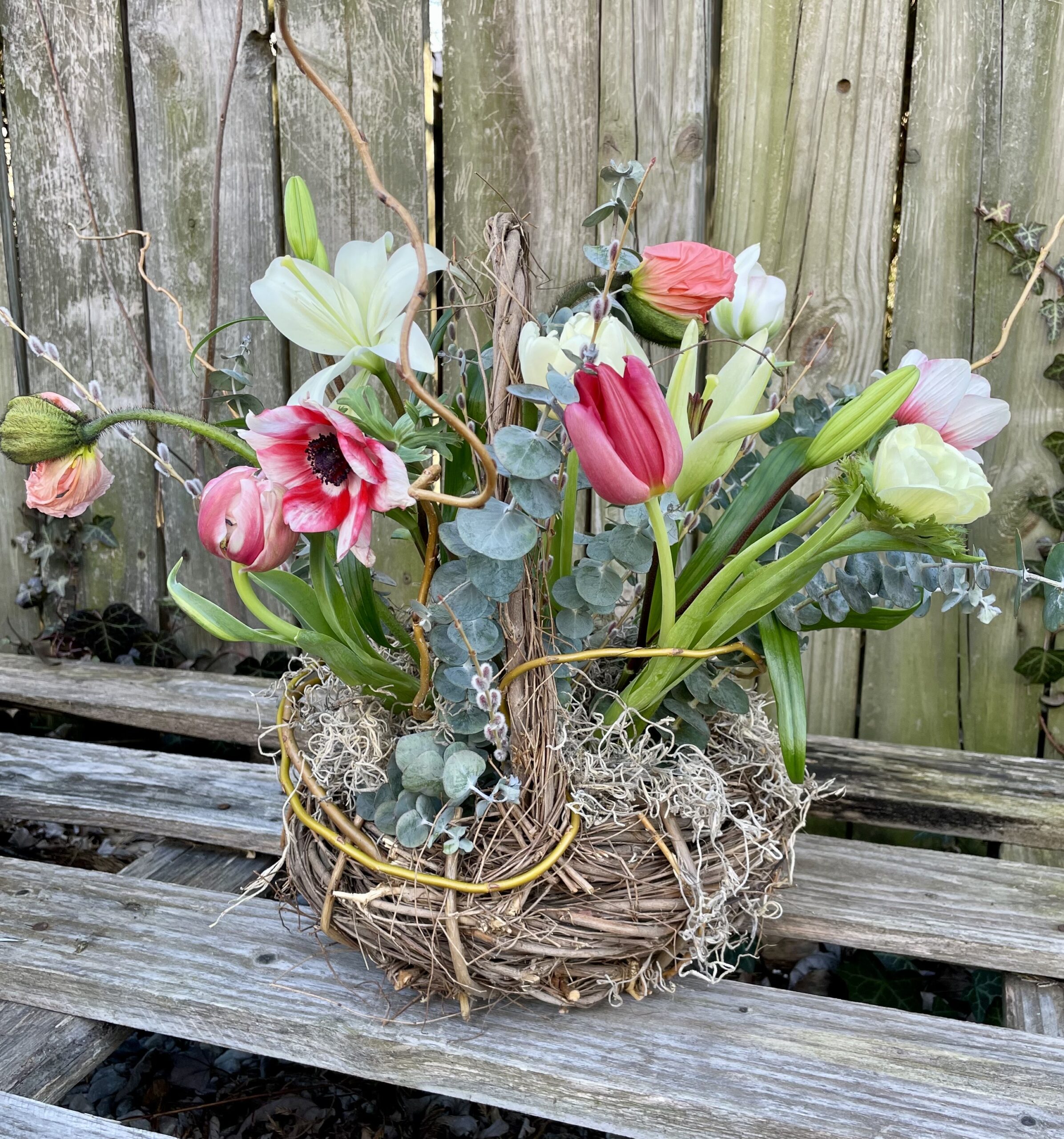 Spring Nest Arrangements with Spore and Seed: $85 (includes $55 material fee)